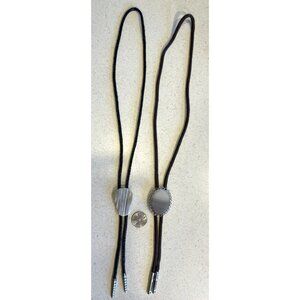 Black Silver Bolo Ties Black White Agate Stones Men or Women